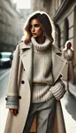 Thumb dall e 2024 11 04 12.00.48   a fashion model wearing a stylish trench coat and sweater ensemble  reflecting the latest trends. the coat is a modern  tailored fit  with muted  neut