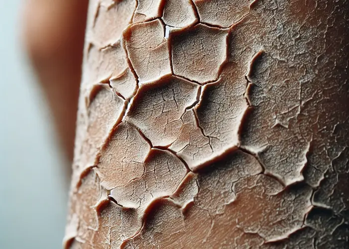 Large dall e 2024 11 04 12.32.26   a close up of dry  chapped skin showing visible roughness and texture. the skin appears dehydrated with small cracks and flaky areas  emphasizing the 